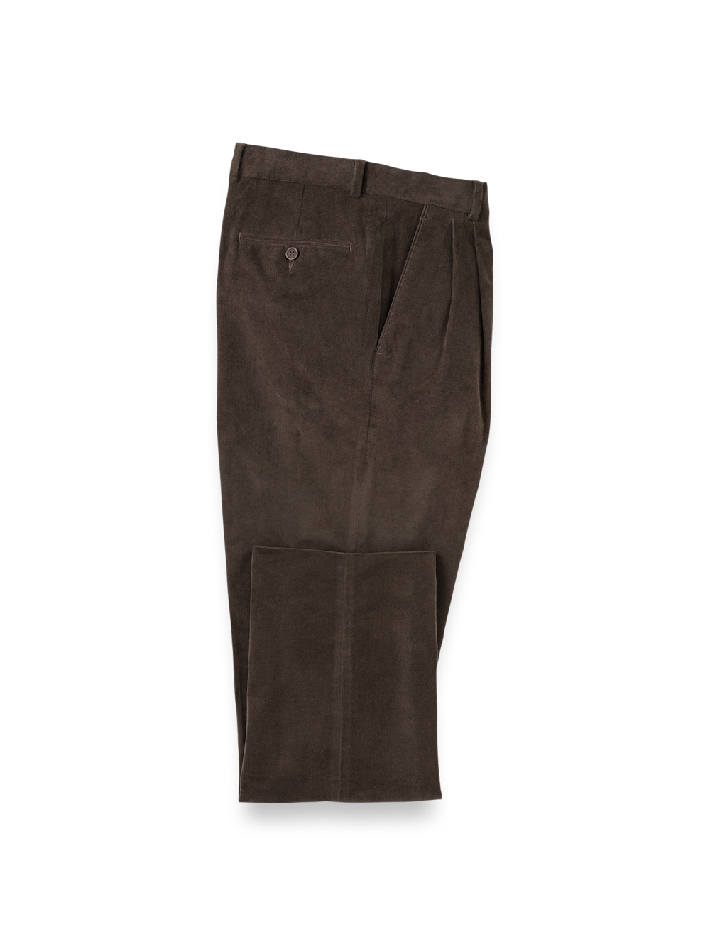 Product Image of Cotton Stretch Corduroy Pants-Dark Brown#model_pleated front