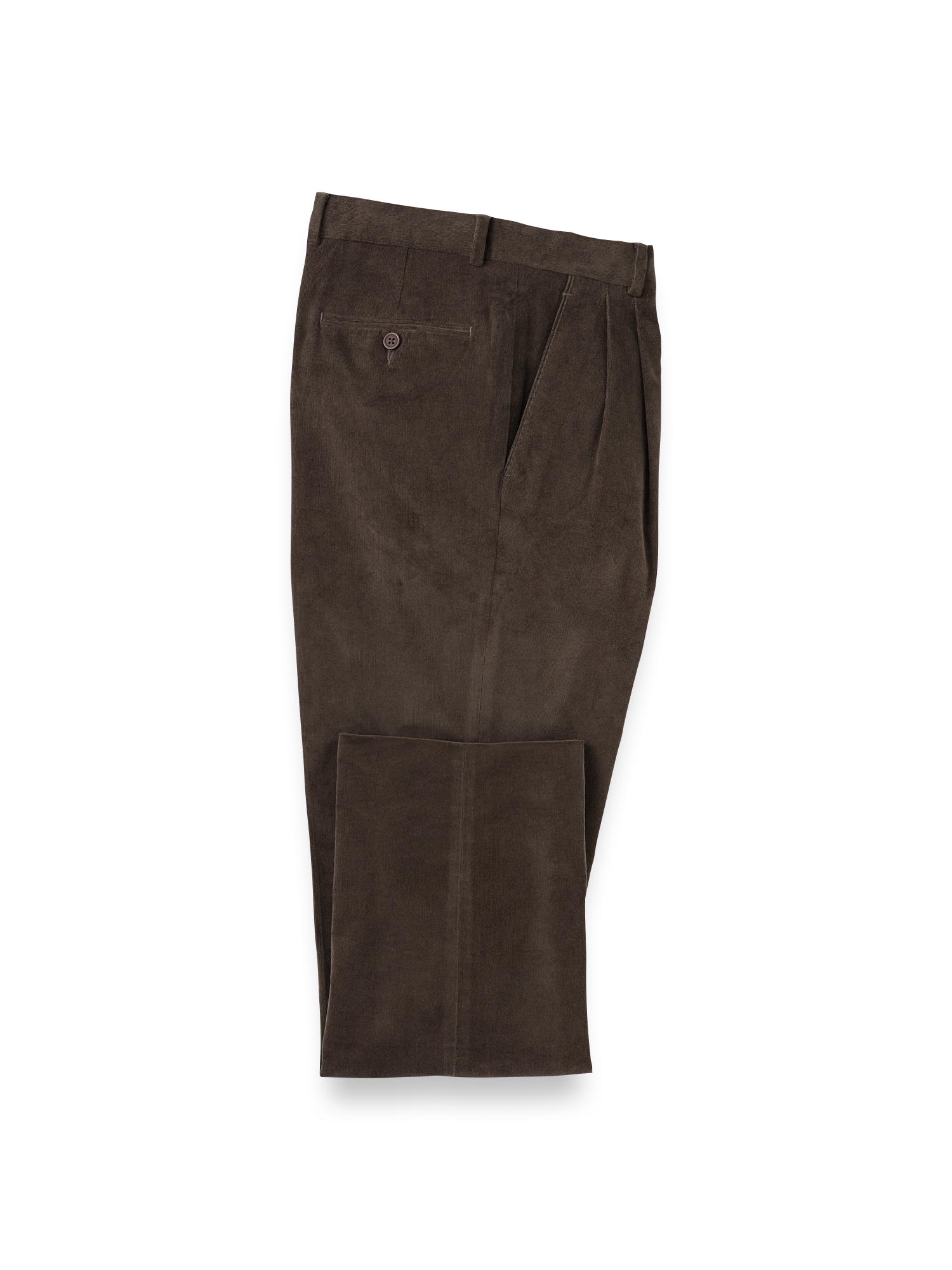 Product Image of Cotton Stretch Corduroy Pants-Dark Brown#model_pleated front