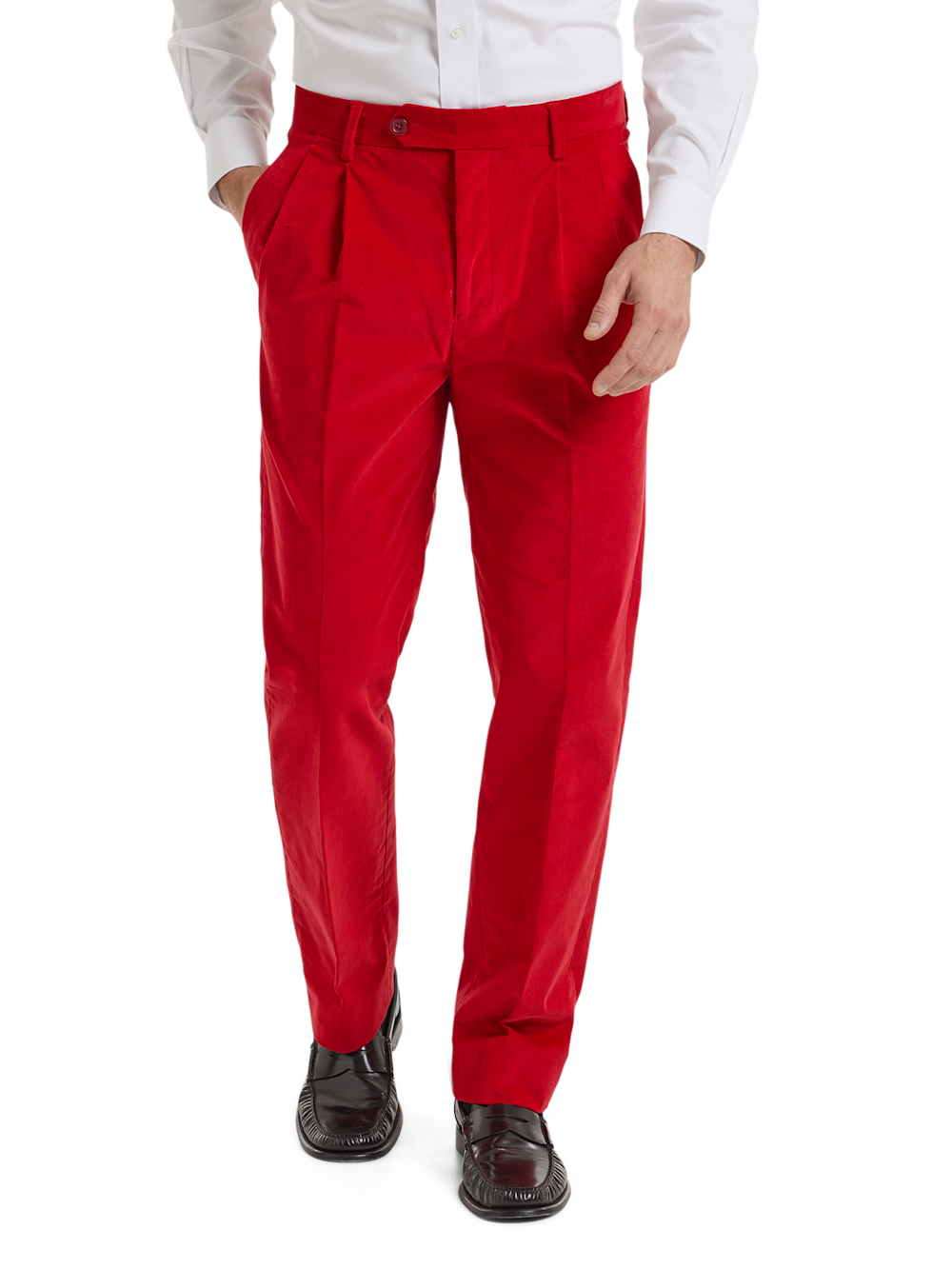 Alternate Shot of Men's Red Solid Bottoms  - 7#model_pleated front