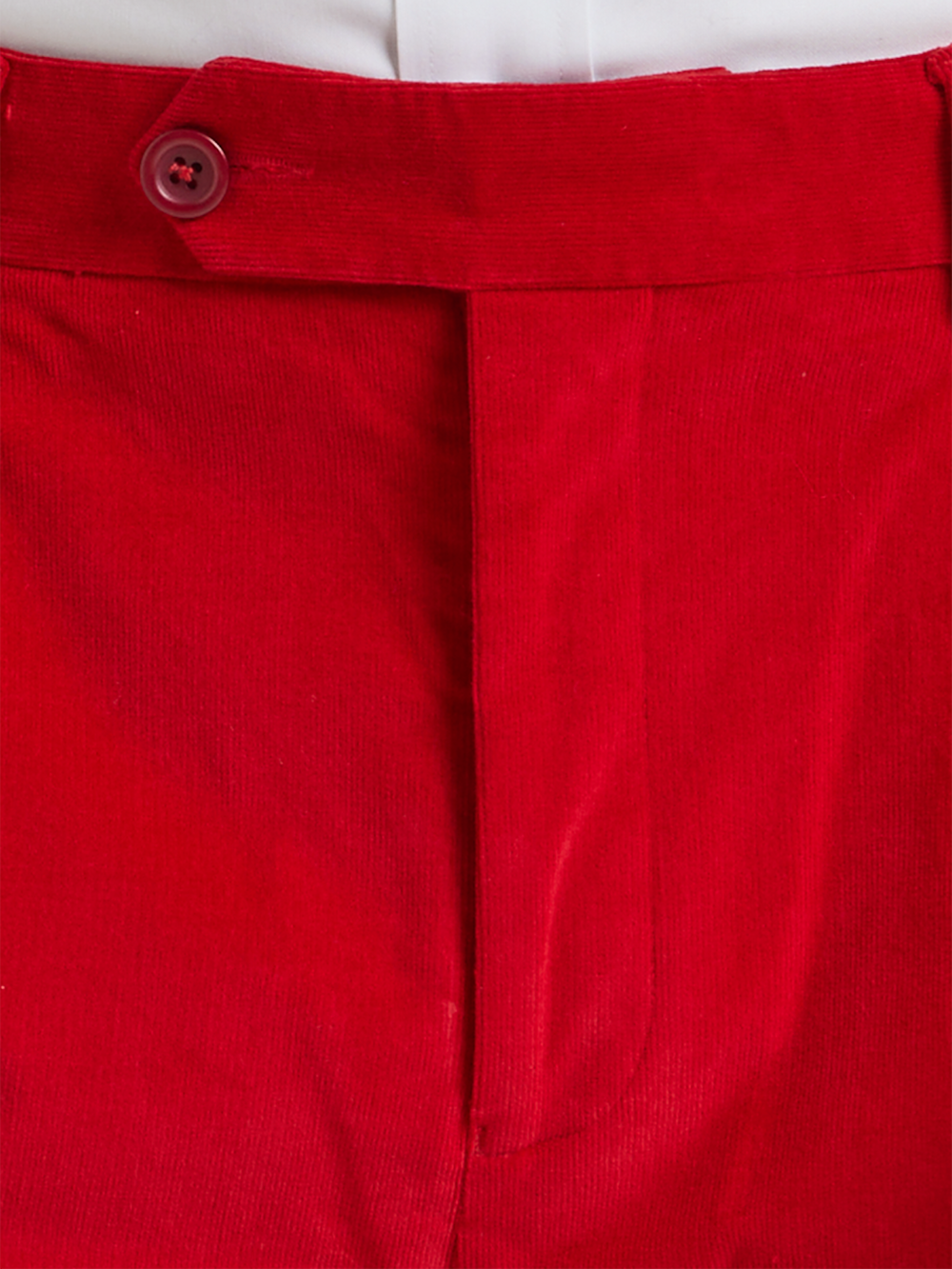 Alternate Shot of Men's Red Solid Bottoms  - 3#["Cotton Stretch Corduroy Pleated Pants", "model_pleated front"]