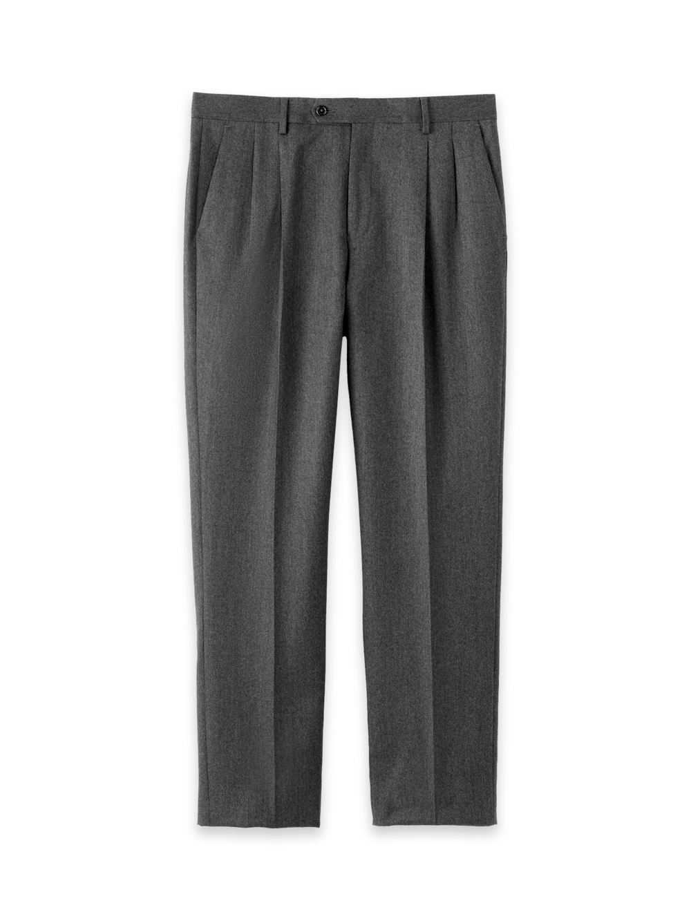 Product Image of Wool Flannel Solid Pants-Charcoal#model_pleated front