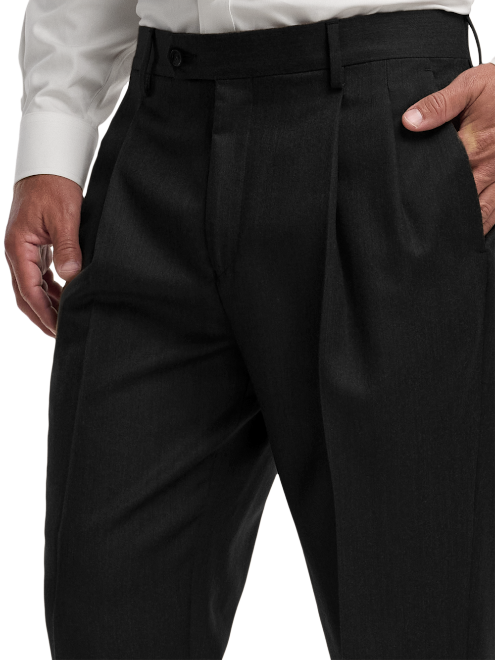 Alternate Image of Wool Flannel Solid Pants-2#model_pleated front
