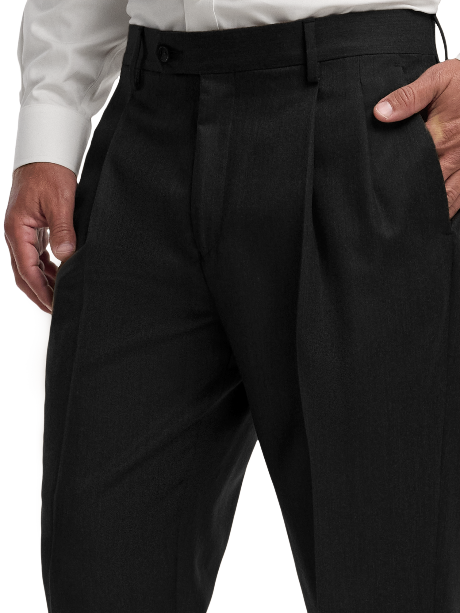 Alternate Image of Wool Flannel Solid Pants-2#model_pleated front