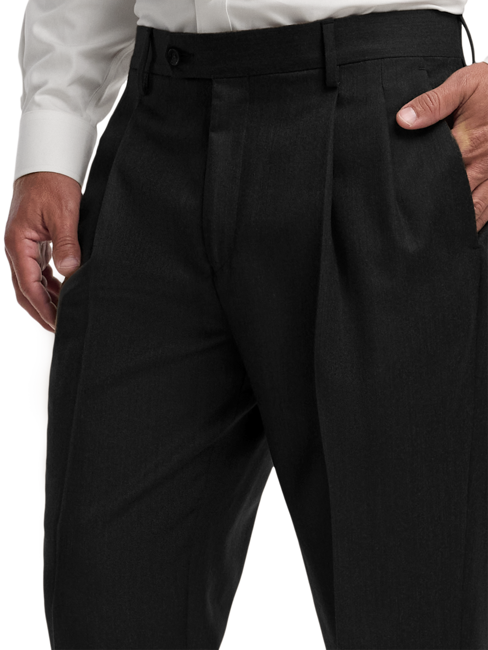 Alternate Image of Wool Flannel Solid Pants-2#model_pleated front