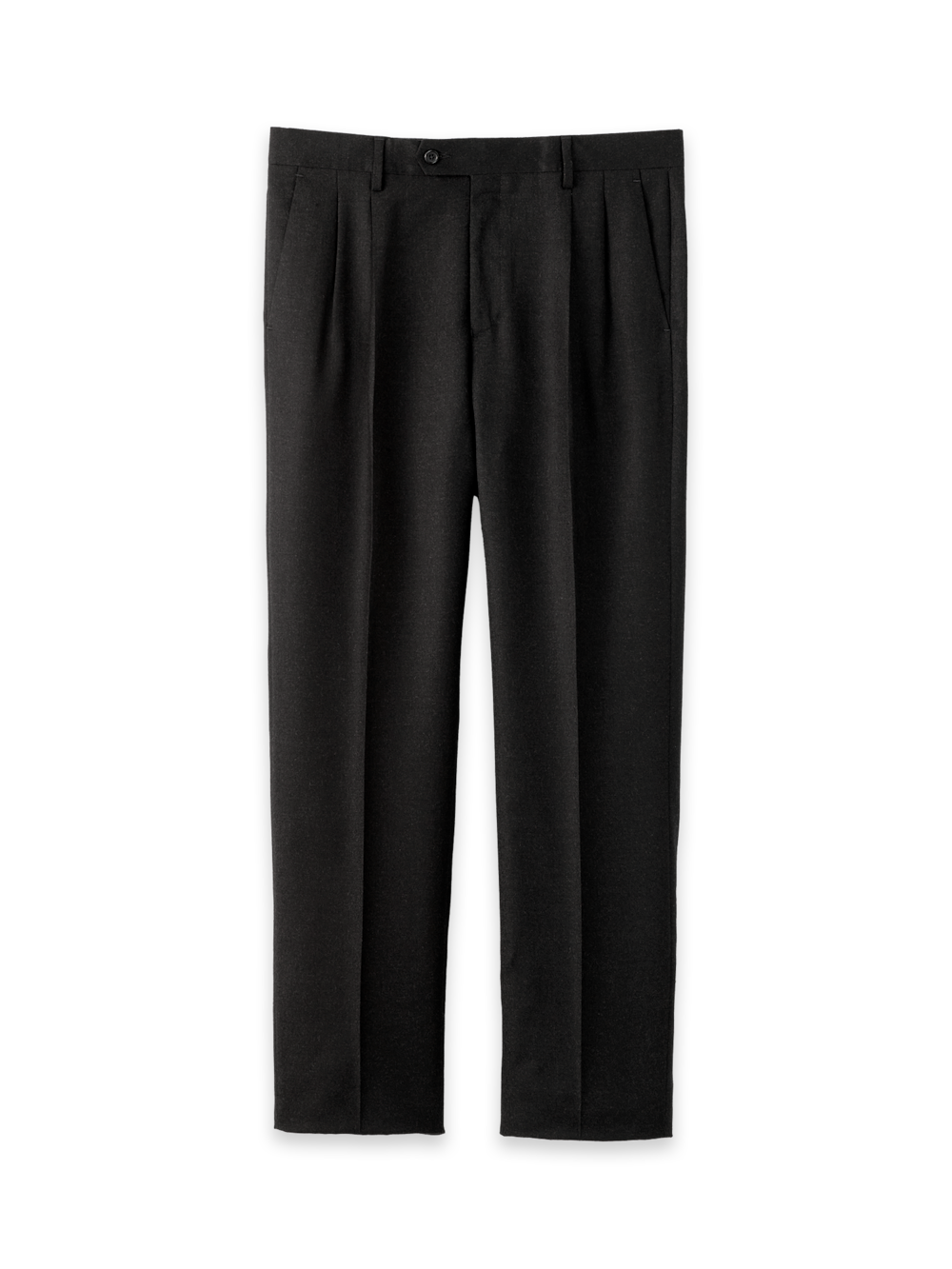 Product Image of Wool Flannel Solid Pants-Black#model_pleated front