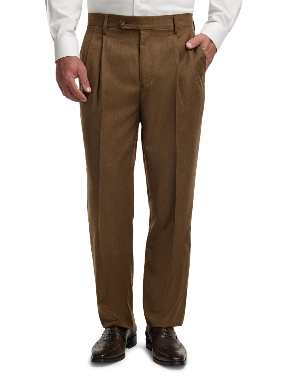 Alternate Image of Wool Flannel Solid Pants-1#model_pleated front