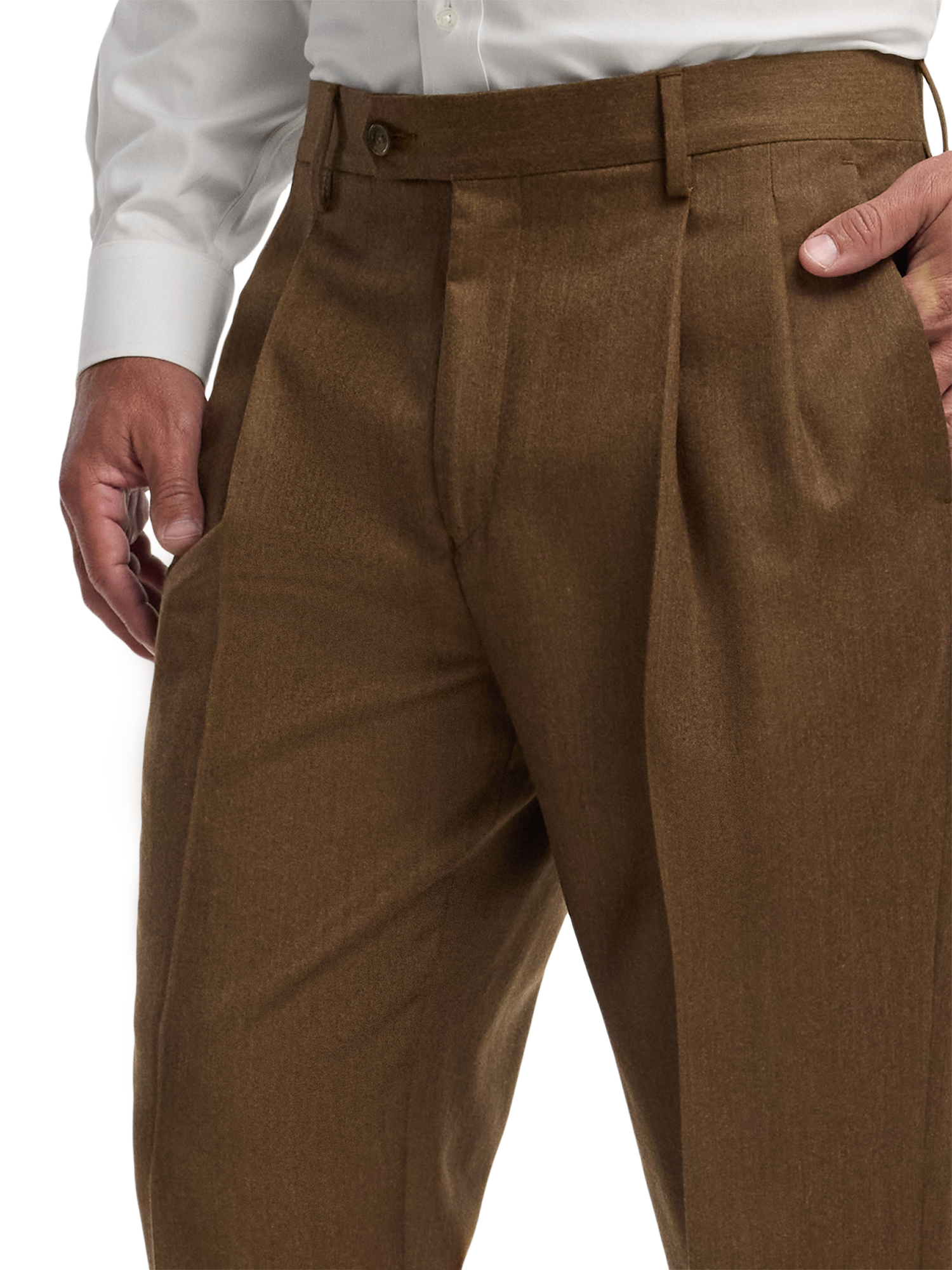 Alternate Image of Wool Flannel Solid Pants-2#model_pleated front