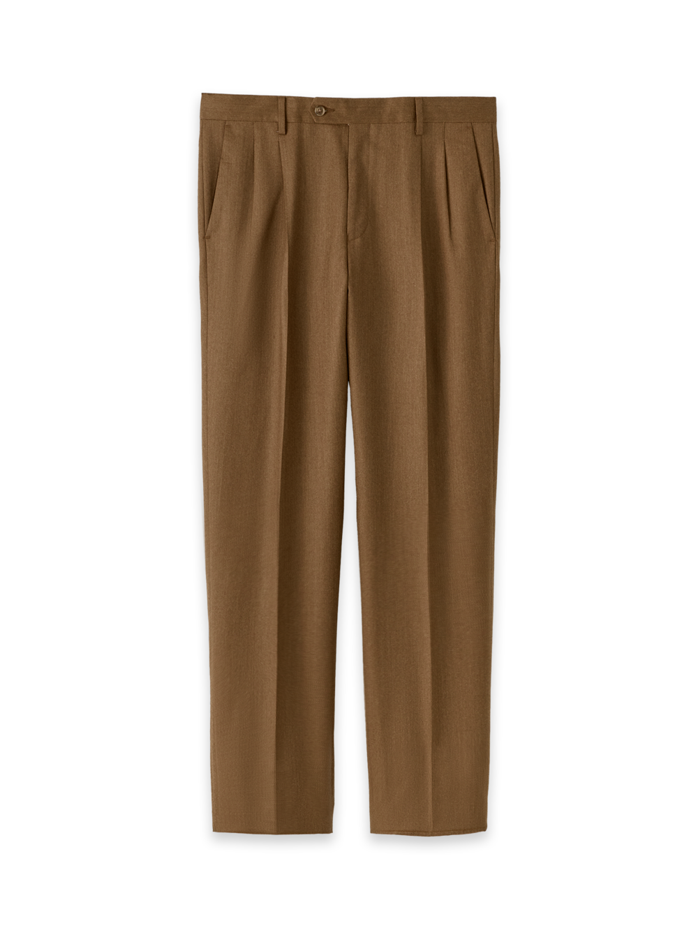 Product Image of Wool Flannel Solid Pants-Brown#model_pleated front