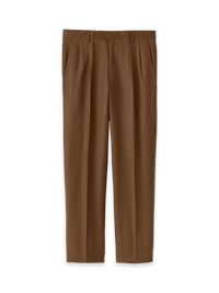 Wool Flannel Solid Pants - Brown