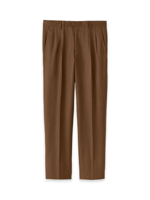 Wool Flannel Solid Pants - Brown