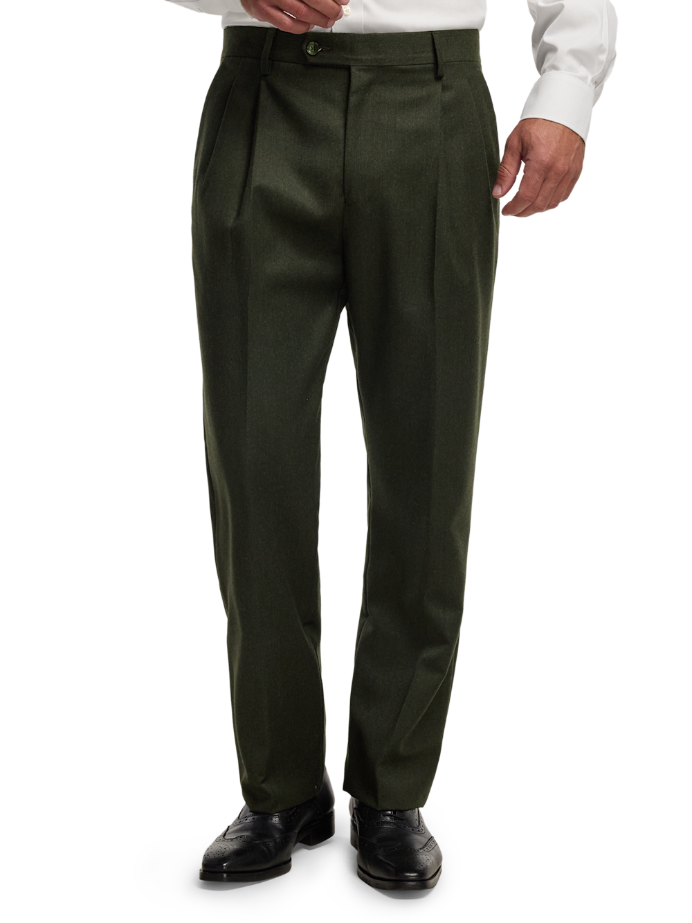 Alternate Image of Wool Flannel Solid Pants-1#model_pleated front