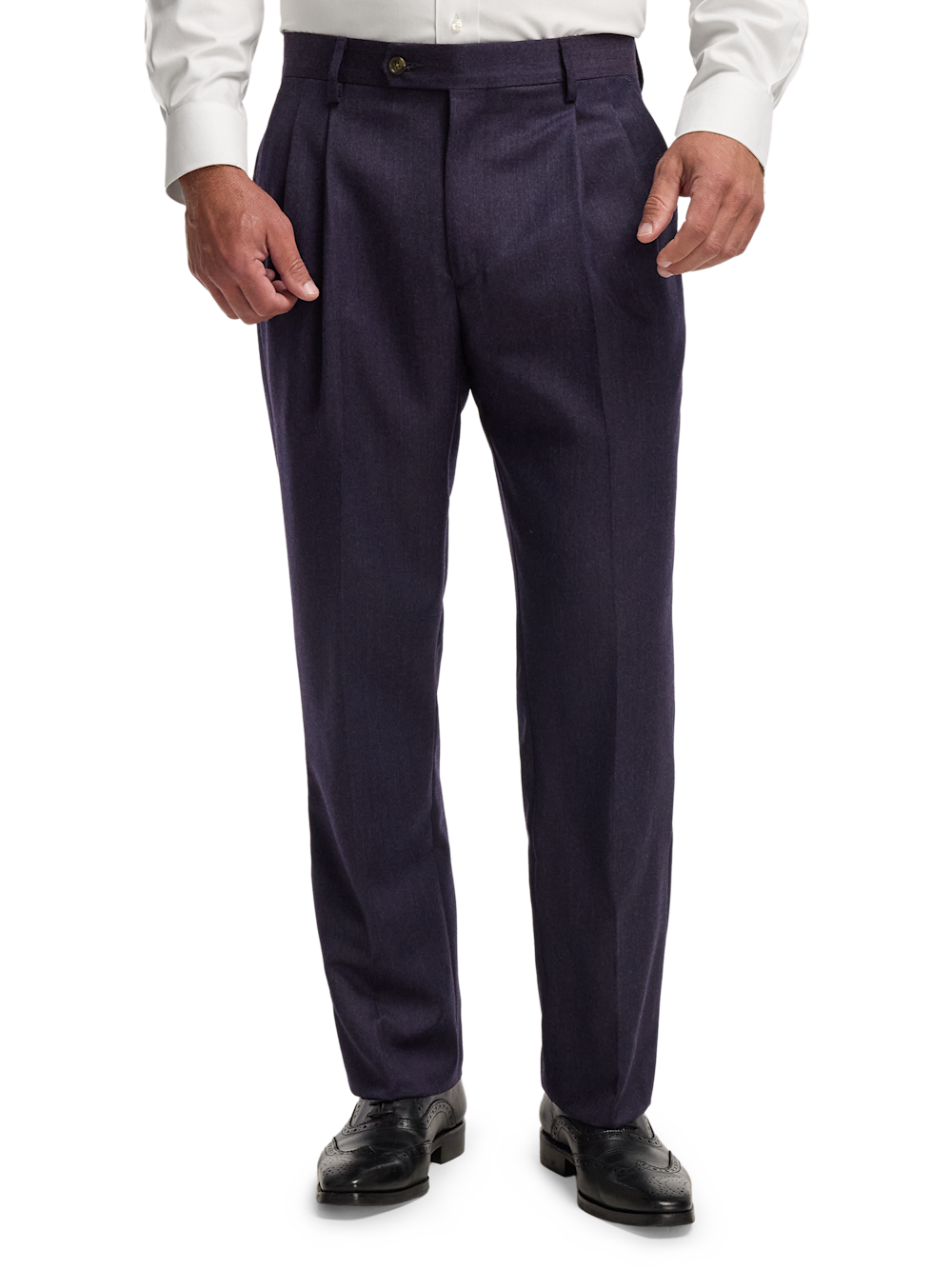 Alternate Image of Wool Flannel Solid Pants-1#model_pleated front