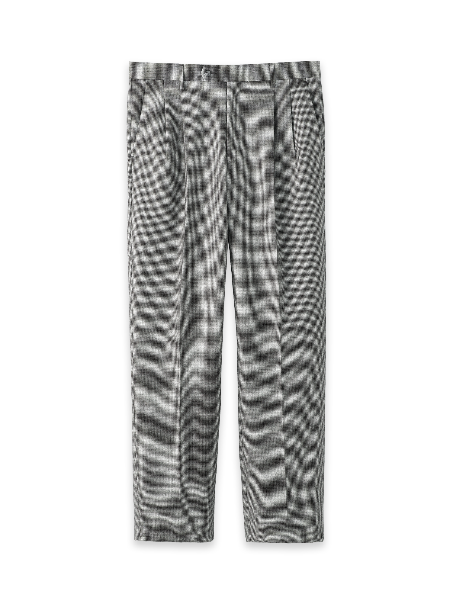 Product Image of Wool Flannel Houndstooth Pants-Black#model_pleated front