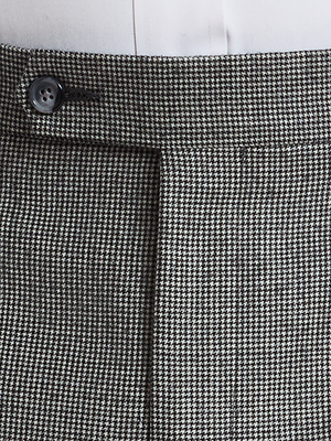 Wool Flannel Houndstooth Pants - Black
