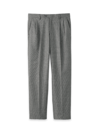 Wool Flannel Houndstooth Pants - Black