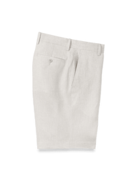 Linen Chambray Twill Flat Front Shorts - Ivory