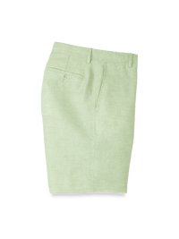 Linen Chambray Twill Flat Front Shorts - Mint