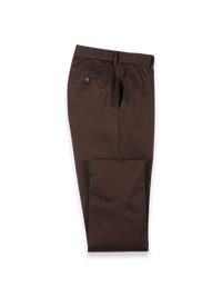 Non-Iron Cotton Stretch Twill Pants - Dark Brown