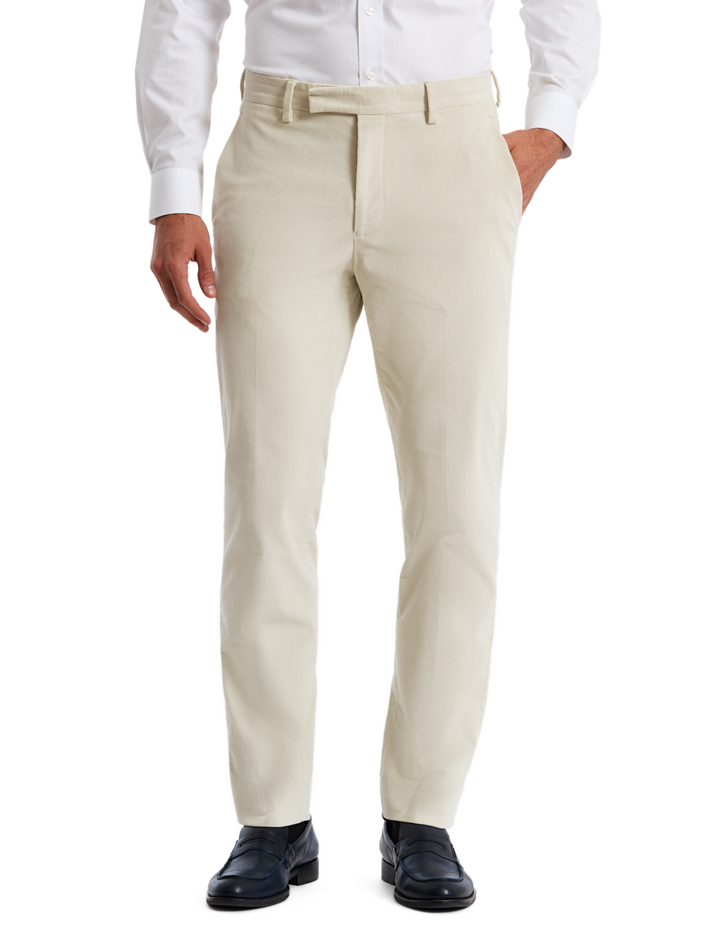 Alternate Shot of Men's Winter White Solid Bottoms  - 5#["PMV600N", "model_flat front"]