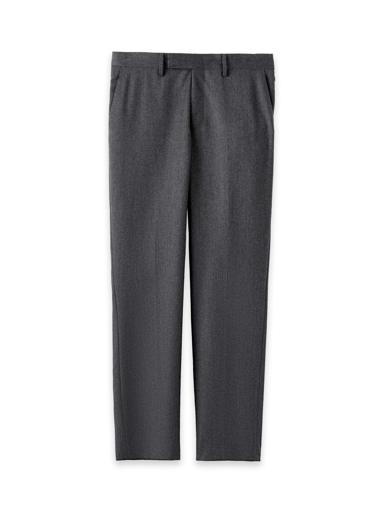Product Image of Wool Flannel Solid Pants-Charcoal#model_flat front