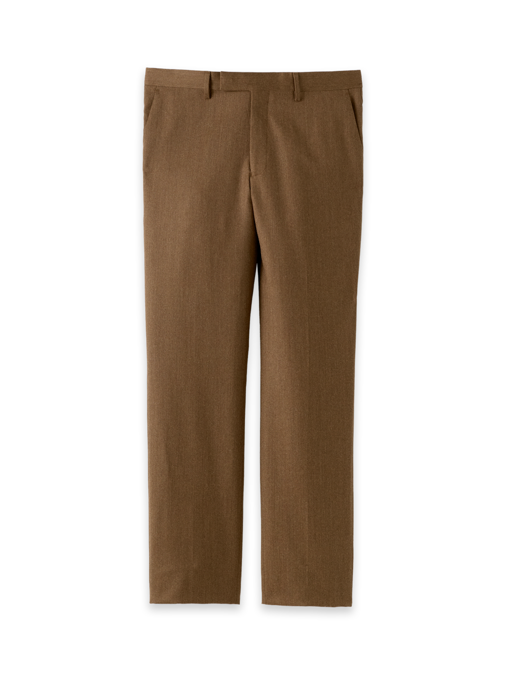 Product Image of Wool Flannel Solid Pants-Brown#model_flat front