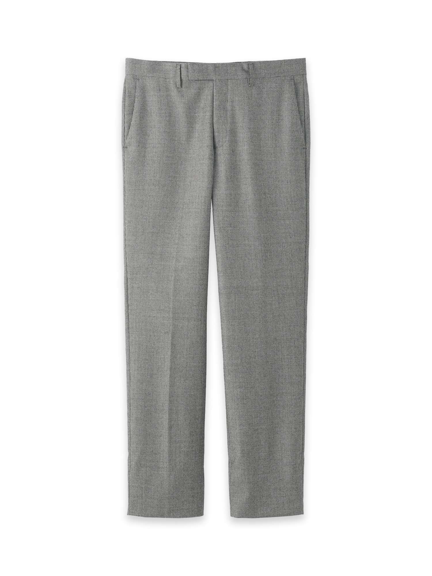 Product Image of Wool Flannel Houndstooth Pants-Black#model_flat front