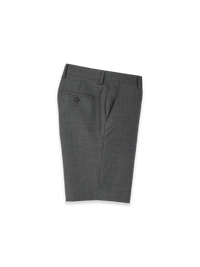 Wool Sharkskin Flat Front Shorts - Charcoal