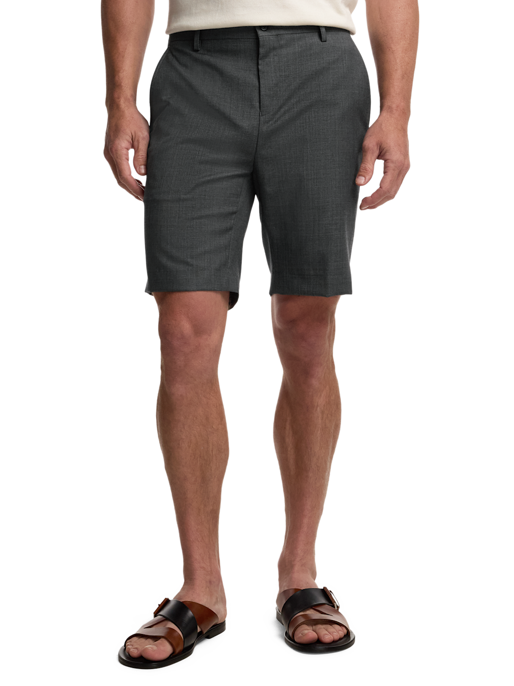 Alternate Image of Wool Sharkskin Flat Front Shorts-1