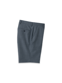 Wool Sharkskin Flat Front Shorts - Blue