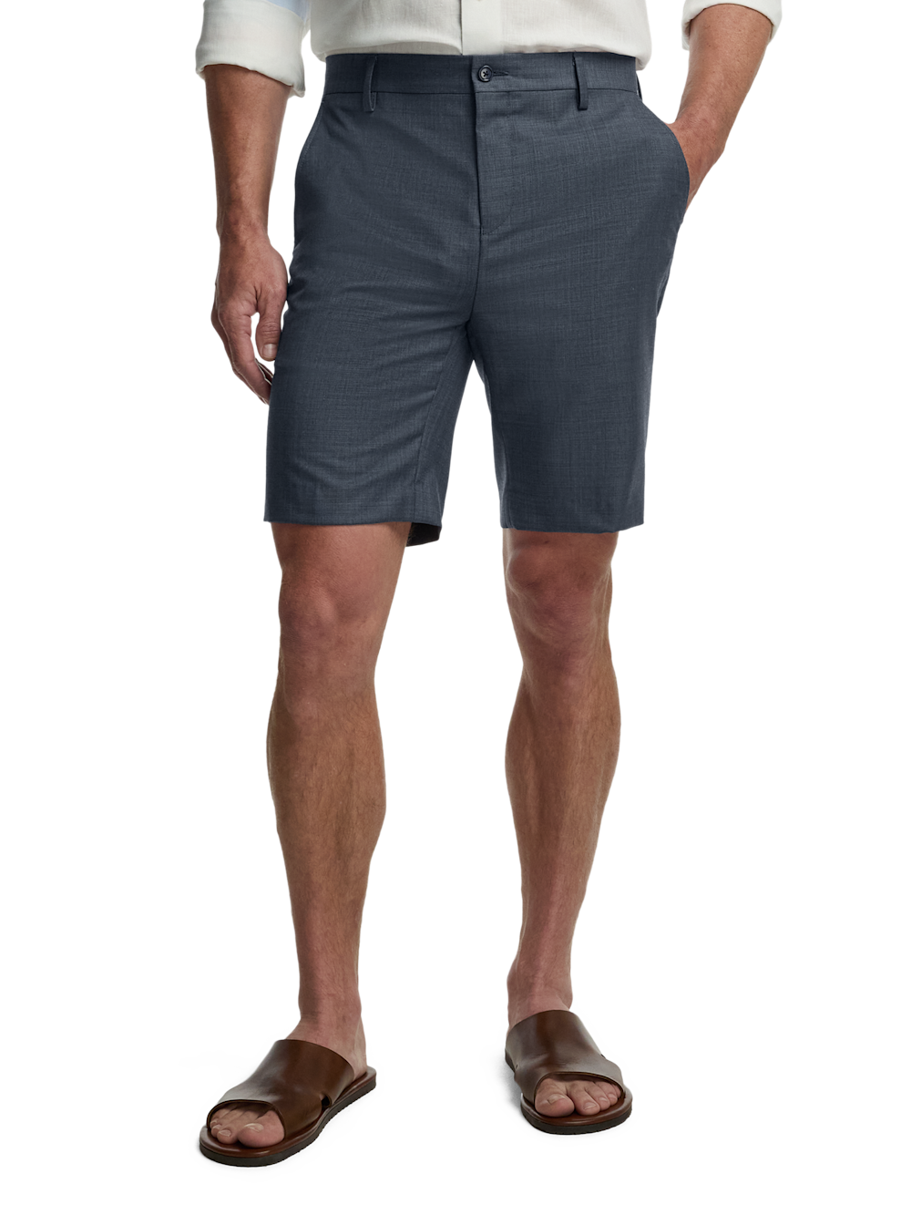 Alternate Image of Wool Sharkskin Flat Front Shorts-1