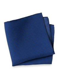 Houndstooth Silk Pocket Square - Blue