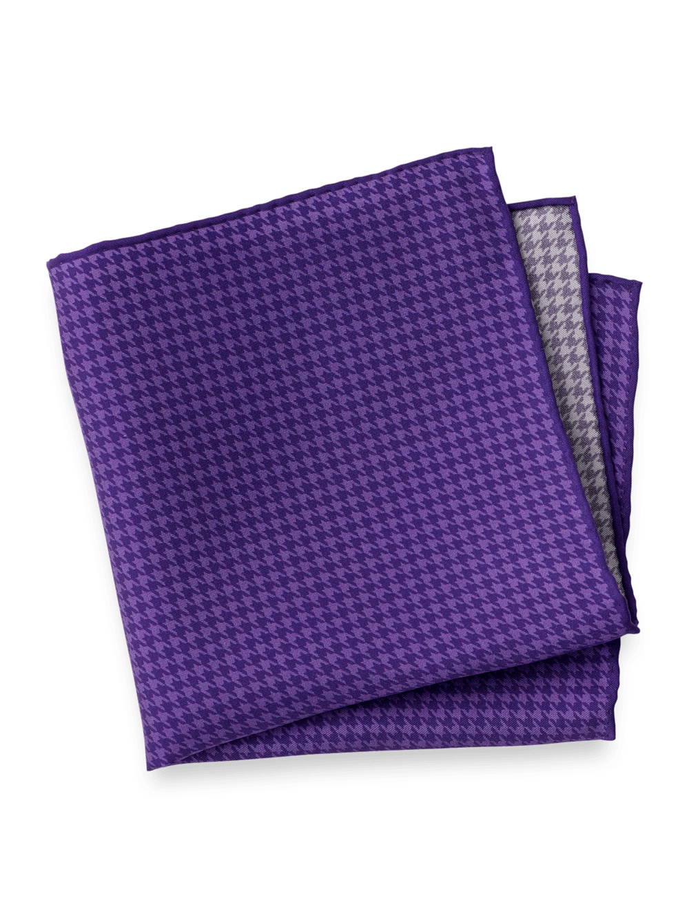 Product Image of Houndstooth Silk Pocket Square-Purple