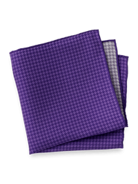 Houndstooth Silk Pocket Square - Purple