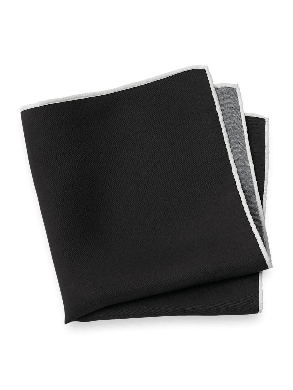 Product Image of Solid Silk Pocket Square-Black