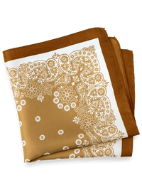 Floral Silk Pocket Square - Brown