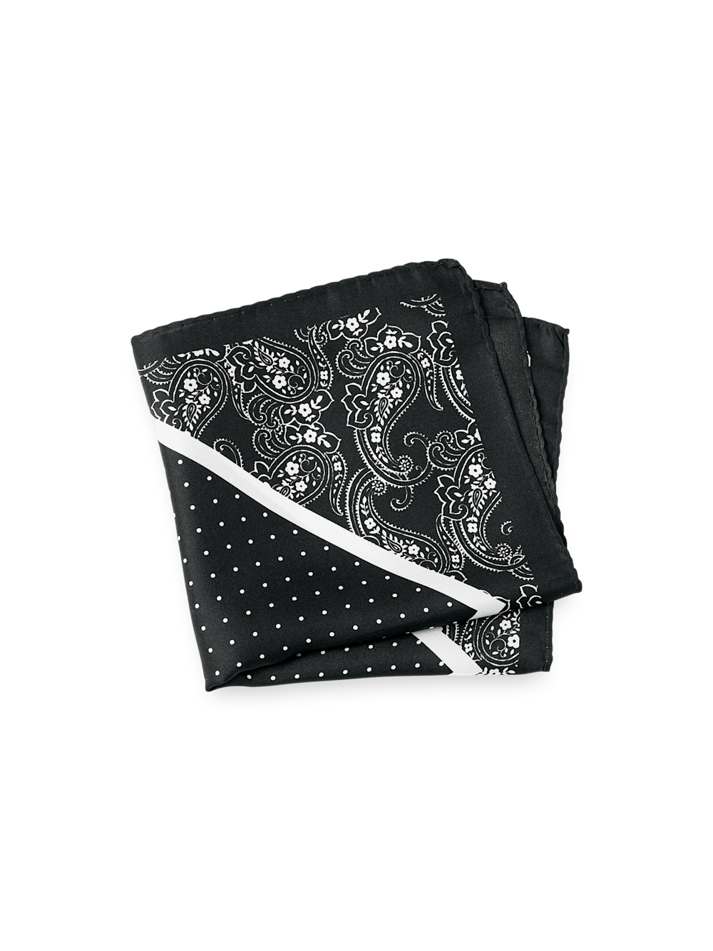 Product Image of Paisley Silk Pocket Square-Black