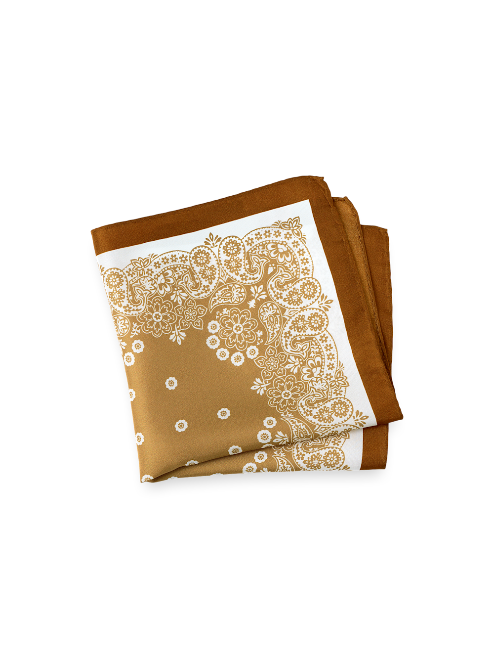 Product Image of Floral Silk Pocket Square-Brown