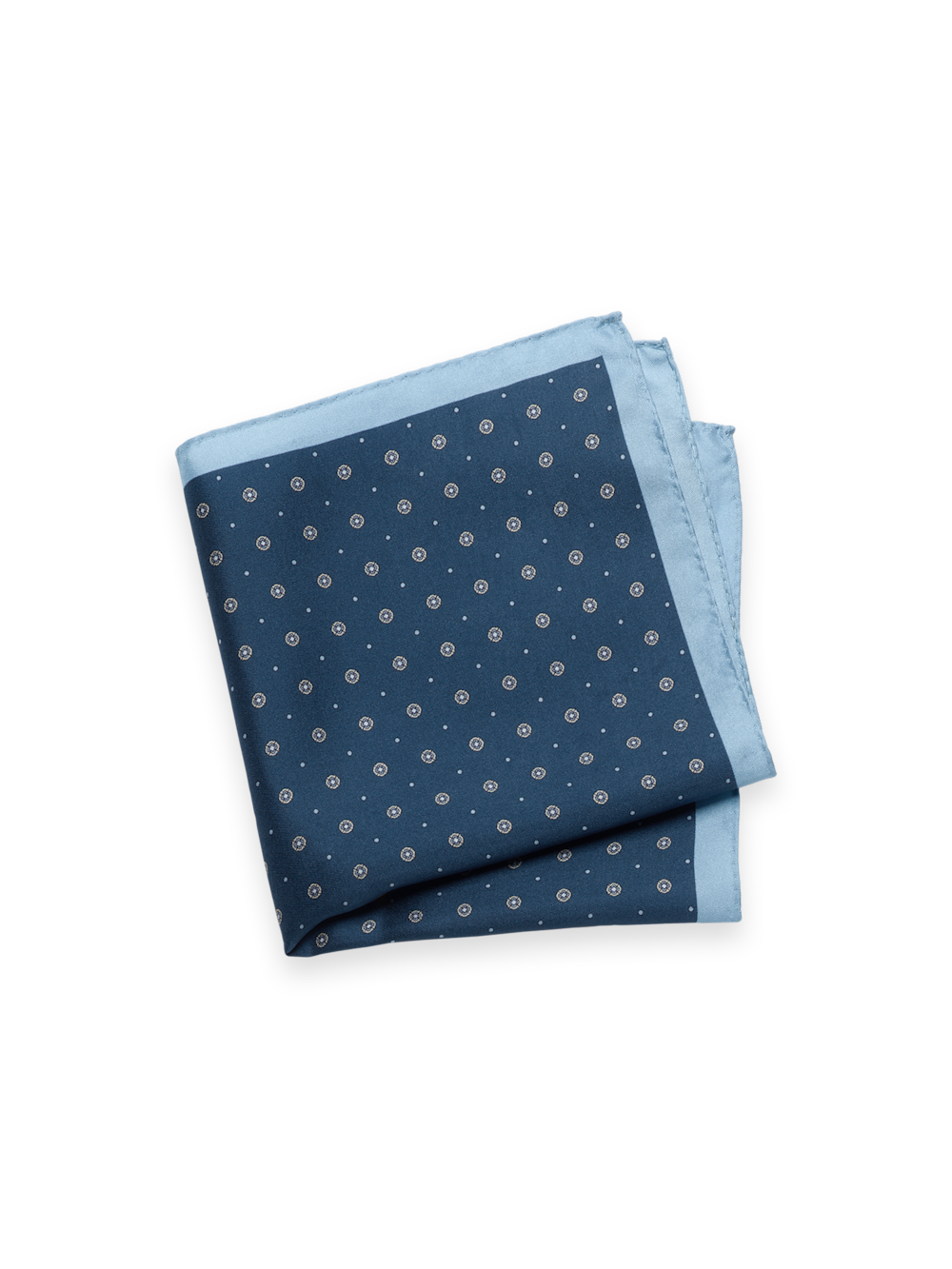Product Image of Medallion Silk Pocket Square-Blue