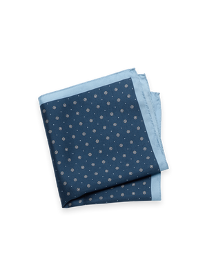 Medallion Silk Pocket Square - Blue