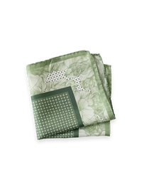 Floral Silk Pocket Square - Green