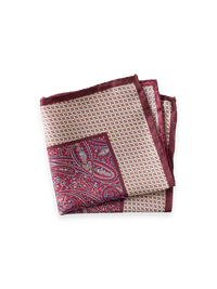 Paisley Silk Pocket Square - Burgundy