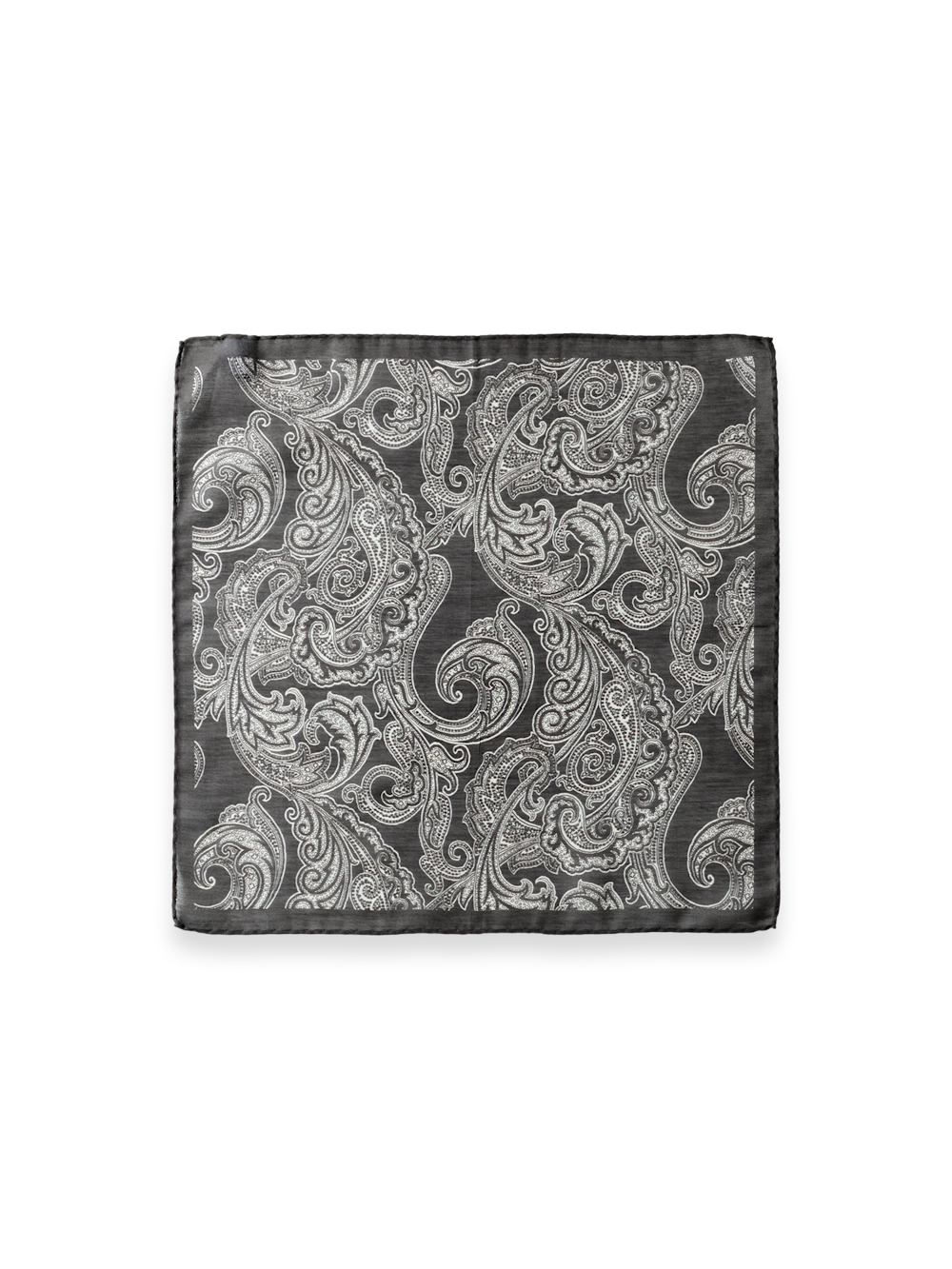 Alternate Shot of Men's Charcoal Paisley Pocket Squares  - 1