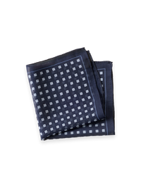 Geometric Wool Blend Pocket Square - Navy