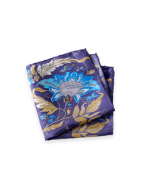 Floral Silk Pocket Square - Navy Multi