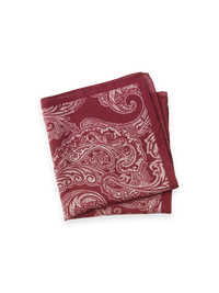 Paisley Cotton Blend Pocket Square - Red