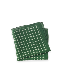 Wool Blend Geometric Pocket Square - Green