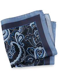 Paisley Silk Pocket Square - Blue
