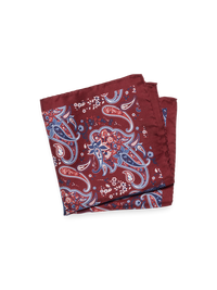 Paisley Silk Pocket Square - Red/blue