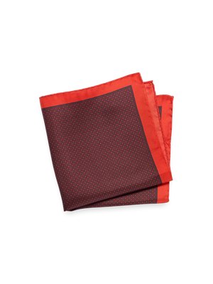 Dot Silk Pocket Square - Black/red