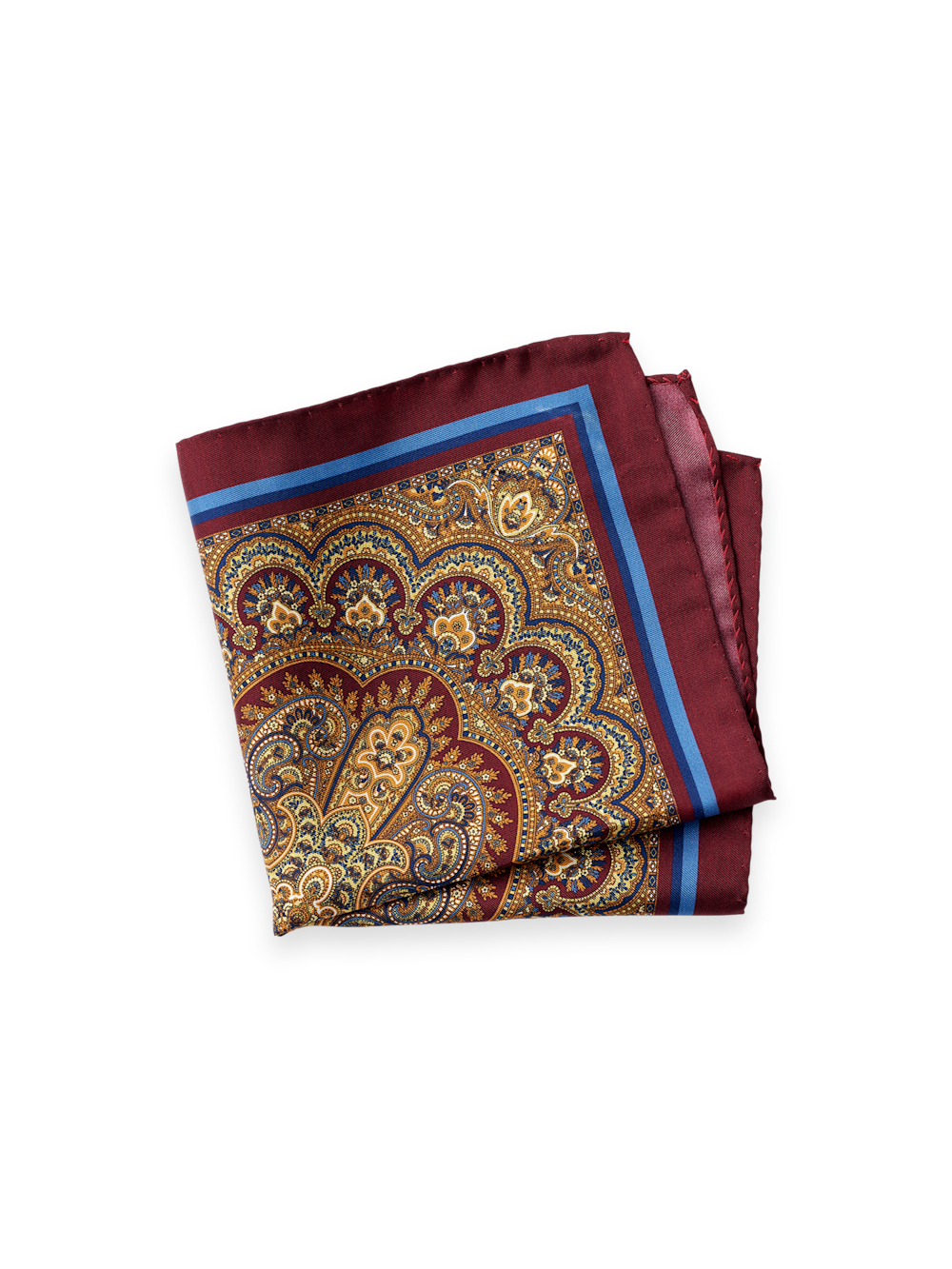 Product Image of Medallion Silk Pocket Square-Burgundy Multi